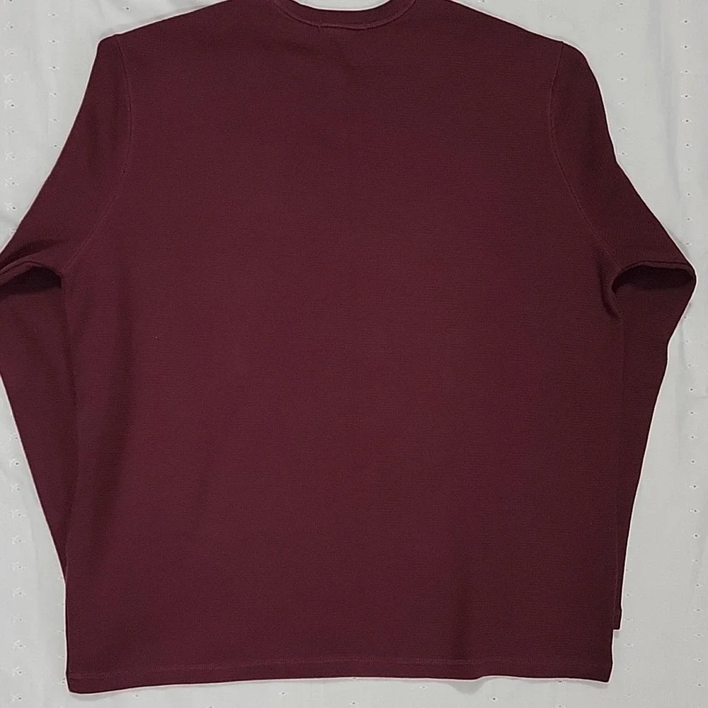 Banana Republic Mens Waffle Knit Crewneck Long Sleeve Shirt Maroon XL 1786395